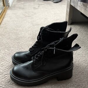 Black Lace-Up Ankle Boots
